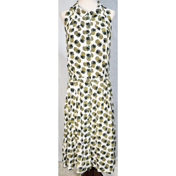 Emily And Fin Dresses & Skirts - Modcloth Emily And Fin Retro A Line Dress Pineapple Rockabilly 50s Button Front